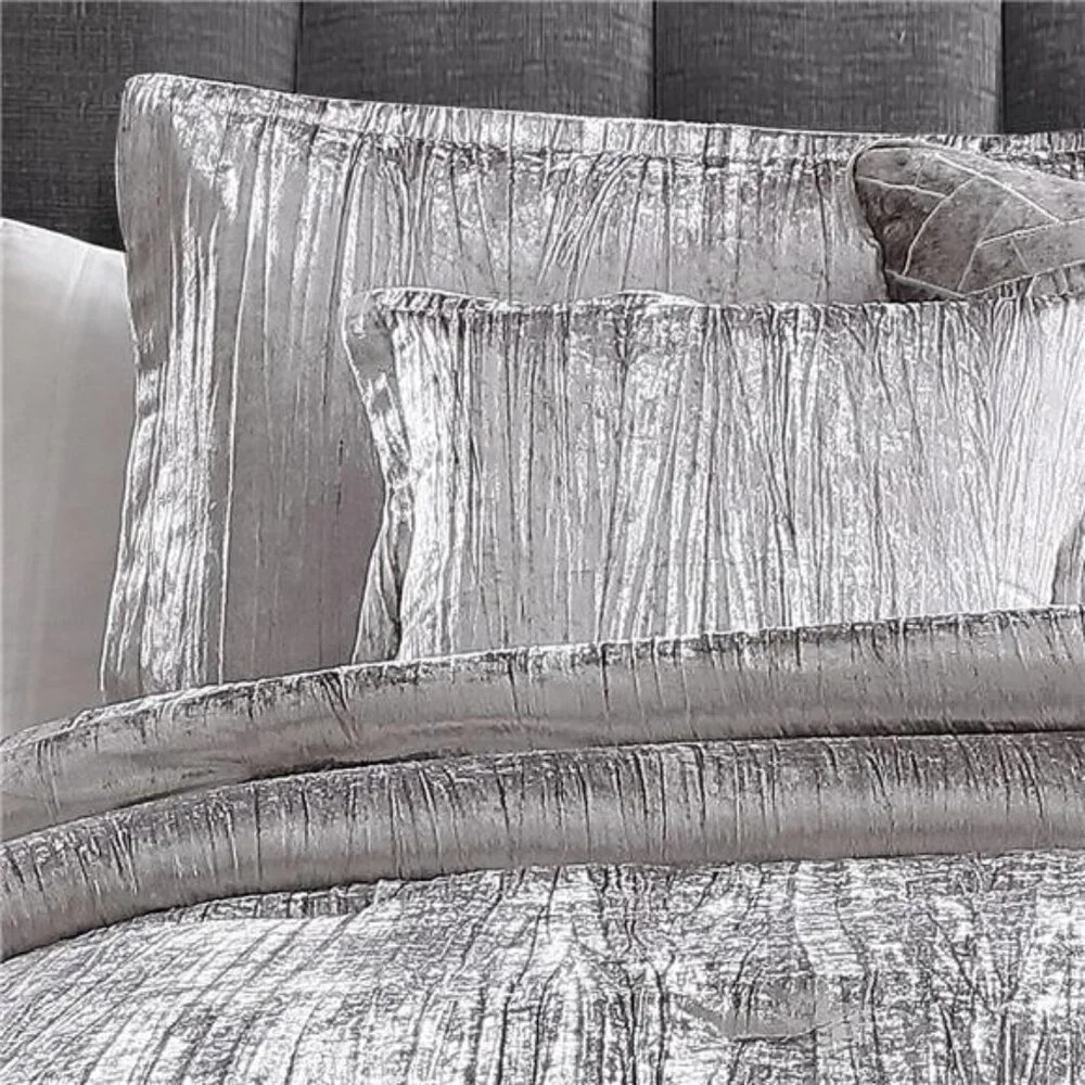 Home Turin Comforter Set, King, Silver, 7 Piece Set